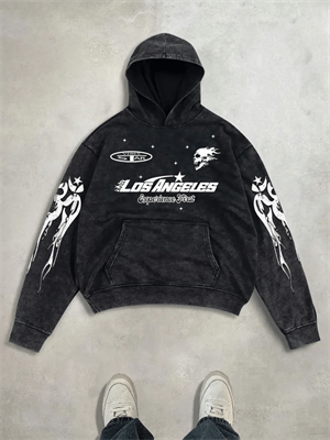  Streetwear Vintage Baskı Detail Kapüşonlu Sweatshirt