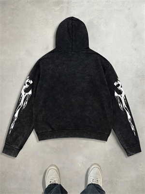  Streetwear Vintage Baskı Detail Kapüşonlu Sweatshirt