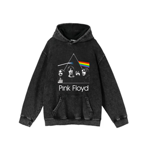  Yıkamalı Kumaş Rock Serisi Pink Floyd Kapüşonlu Hoodie Sweatshirt