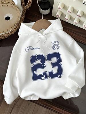 23 Beyaz Kapşonlu Sweatshirt  Hoodie