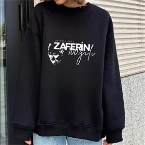 29 Ekim 100. Yıl Özel Baskılı Siyah Unisex Oversize Bisiklet Yaka Sweatshirt
