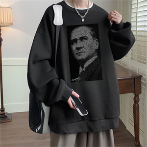 29 Ekim Yıl Özel Baskılı Siyah Unisex Oversize Bisiklet Yaka Sweatshirt