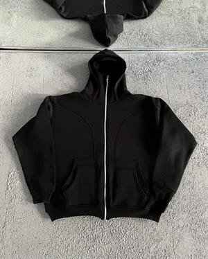 3 İplik ( Kalın )  Şardonlu ( İçi Pamuklu )  Unisex Kar Maskeli Kapüşonlu Oversize Hırka