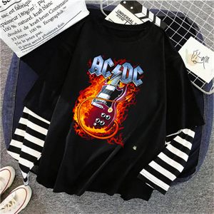 AC/DC Unisex Fake Uzun Kollu Siyah T-Shirt