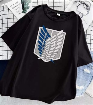 Anime Attack On Titan Siyah Unisex Tshirt