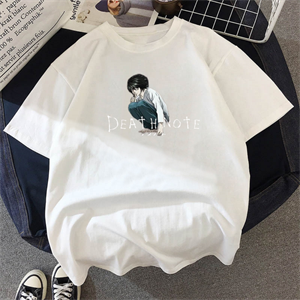 Anime Death Note L Unisex Oversize Beyaz T-shirt & Şort İkili Takım