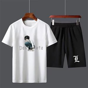 Anime Death Note L Unisex Oversize Beyaz T-shirt & Şort İkili Takım