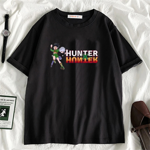 Anime Hunter X Hunter Baskılı Unisex Oversize Siyah T-shirt & Şort İkili Takım