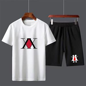 Anime Hunter X Hunter Logolu Unisex Oversize Beyaz T-shirt & Şort İkili Takım