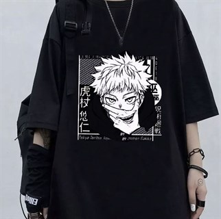 Anime Jujutsu Kaisen Eyes Unisex Siyah Oversize T-shirt