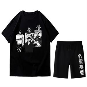 Anime Jujutsu Kaisen Unisex Oversize Siyah t-shirt & Şort İkili Takım