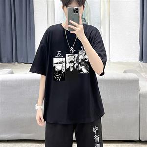 Anime Jujutsu Kaisen Unisex Oversize Siyah t-shirt & Şort İkili Takım