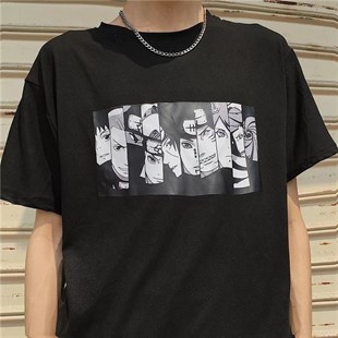 Anime Naruto Unisex Siyah T-Shırt