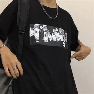 Anime Naruto Unisex Siyah T-Shırt