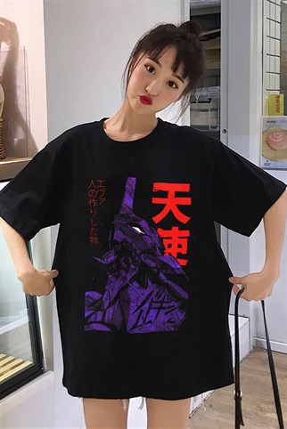 Anime Neon Genesis Evangelion Siyah Unisex Tshirt