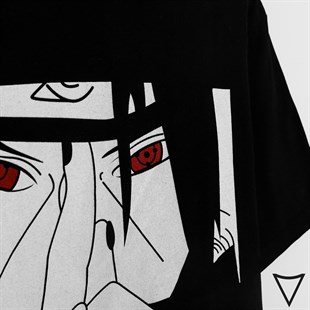 Anime Red Eyes Itachi Uchiha Siyah Unisex Tshirt
