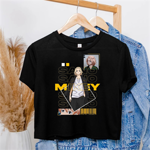 Anime Tokyo Revengers Mikey Baskılı Siyah Crop