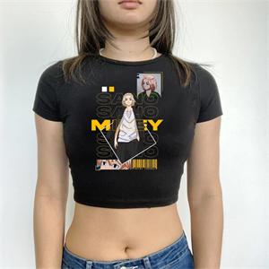 Anime Tokyo Revengers Mikey Baskılı Siyah Crop