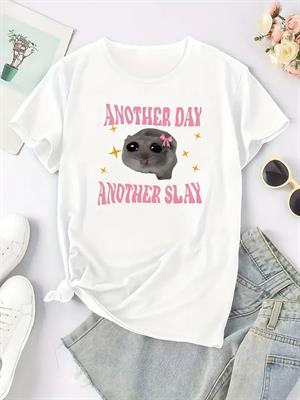 Another Day Another Slay Baskılı Oversize T-shirt