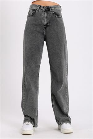 Antrasit Bol Paça Jean Palazzo Wide Leg Kot Pantolon