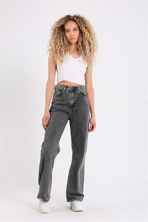Antrasit Bol Paça Jean Palazzo Wide Leg Kot Pantolon