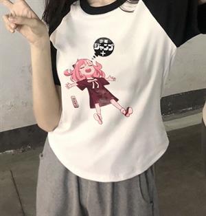 Anya Forger Baskılı Reglan Kol Beyaz Unisex Oversize T-shirt