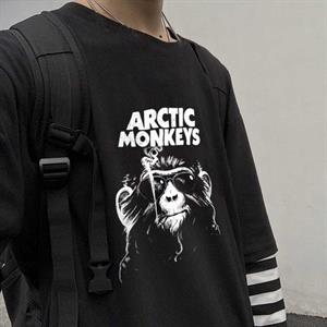 Arctic Monkeys Baskılı Fake Sleeves Unisex Siyah T-shirt