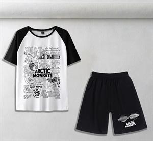 Arctic Monkeys Poster Baskılı Unisex Oversize Beyaz T-shirt & Şort İkili Takım
