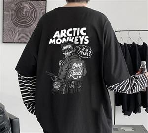 Arctic Monkeys R U Mine? Sırt Baskılı Fake Sleeves Unisex Siyah T-shirt