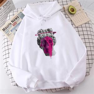 Art Skull Beyaz Unisex Kapüşonlu Oversize Sweatshirt Hoodie