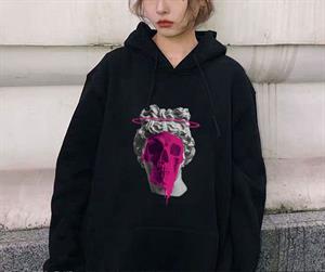 Art Skull Siyah Unisex Kapüşonlu Oversize Sweatshirt Hoodie