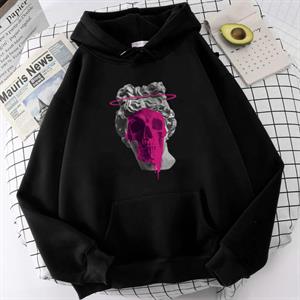 Art Skull Siyah Unisex Kapüşonlu Oversize Sweatshirt Hoodie