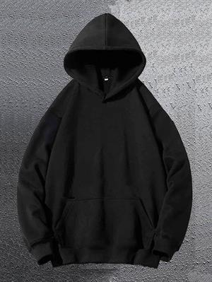 Atlas Baskılı Siyah Kapşonlu Sweatshirt 