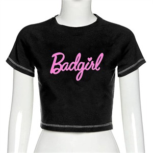 Bad Girl Ters Dikiş Siyah Crop