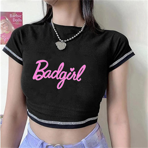 Bad Girl Ters Dikiş Siyah Crop