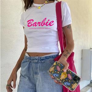 Barbie Baskılı Beyaz Crop