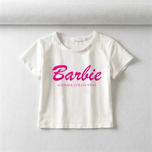 Barbie Baskılı Beyaz Crop