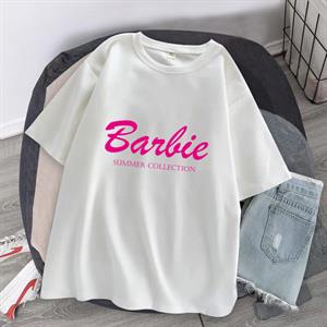 Barbie Baskılı Beyaz Unisex Oversize T-shirt