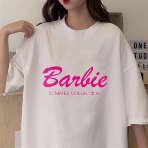Barbie Baskılı Beyaz Unisex Oversize T-shirt