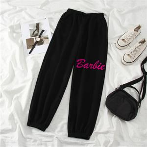 Barbie Baskılı Oversize Unisex Siyah Eşofman Altı