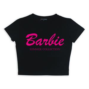 Barbie Baskılı Siyah Crop