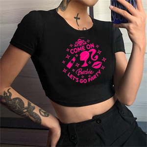 Barbie Baskılı Siyah Crop