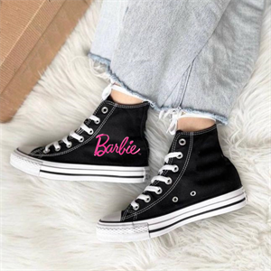 Barbie Logo Siyah Unisex Kanvas Ayakkabı