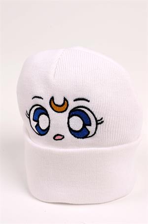 Sailor Moon Nakış İşleme Unisex Beyaz Bere