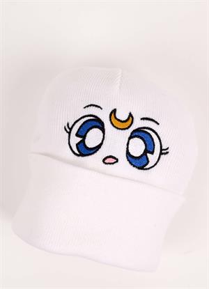 Sailor Moon Nakış İşleme Unisex Beyaz Bere