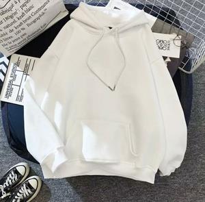 Basic Düz Oversize Unisex Beyaz Kapşonlu Hoodie Sweatshirt