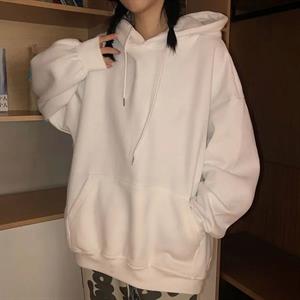 Basic Düz Oversize Unisex Beyaz Kapşonlu Hoodie Sweatshirt