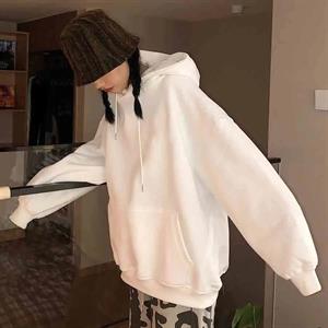 Basic Düz Oversize Unisex Beyaz Kapşonlu Hoodie Sweatshirt