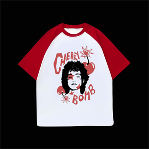 Beyaz Unisex Kırmızı Reglan Cherry Bomb T-Shirt
