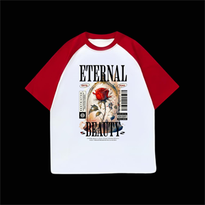 Beyaz Unisex Kırmızı Reglan Enternal Beuty T-Shirt